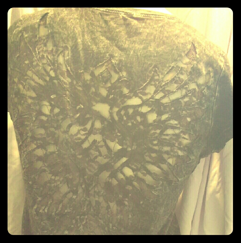 V neck t shirt with design on back